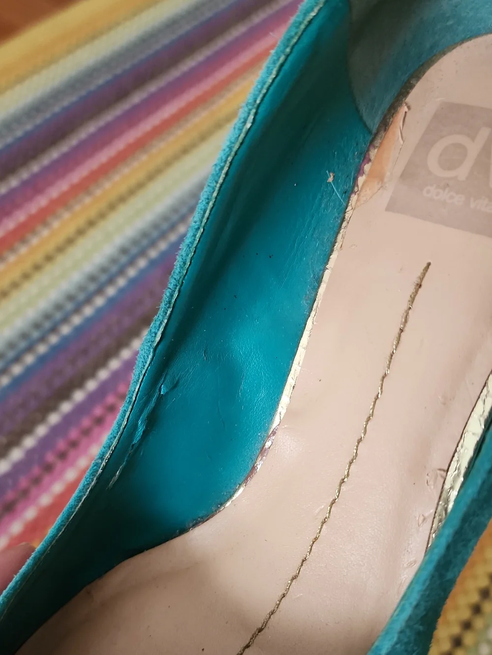 Dolce Vida Teal Suede Pumps With Gold Heel Size 8